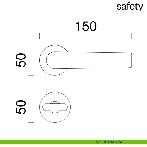 Maniglia per porta Safety dnd Handles con rosetta fine nottolino wc