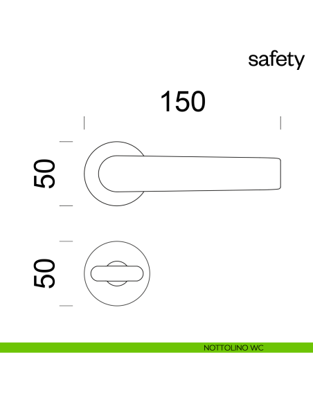 Maniglia per porta Safety dnd Handles con rosetta fine nottolino wc