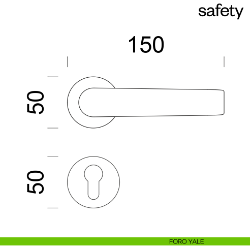 Maniglia per porta Safety dnd Handles con rosetta fine foro yale