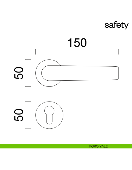 Maniglia per porta Safety dnd Handles con rosetta fine foro yale