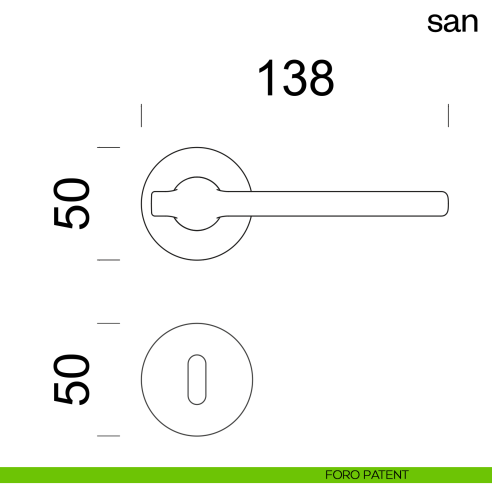 Maniglia per porta San dnd handles con rosetta tonda foro patent