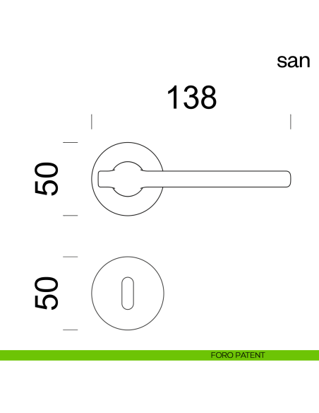 Maniglia per porta San dnd handles con rosetta tonda foro patent