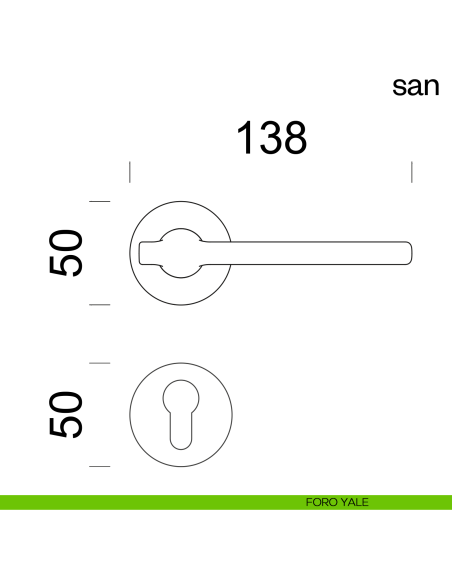 Maniglia per porta San dnd handles con rosetta tonda foro yale