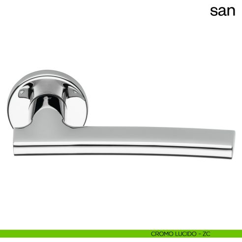 Maniglia per porta San dnd handles con rosetta tonda cromo lucido