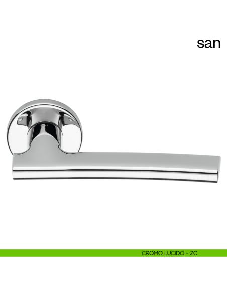 Maniglia per porta San dnd handles con rosetta tonda cromo lucido