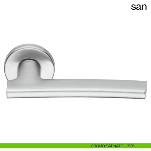 Maniglia per porta San dnd handles con rosetta tonda cromo satinato