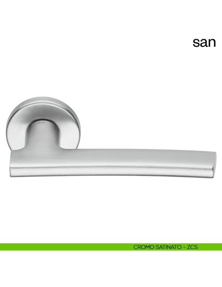 Maniglia per porta San dnd handles con rosetta tonda cromo satinato