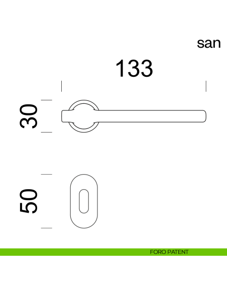 Maniglia per porta San dnd handles con rosetta minimale Unico foro patent