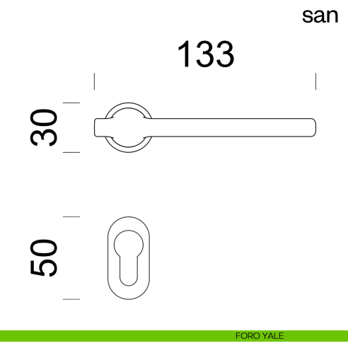 Maniglia per porta San dnd handles con rosetta minimale Unico foro yale