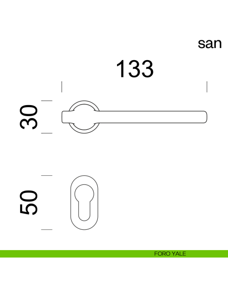 Maniglia per porta San dnd handles con rosetta minimale Unico foro yale