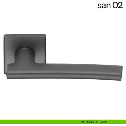 Maniglia per porta San 02 dnd handles con rosetta quadrata antracite