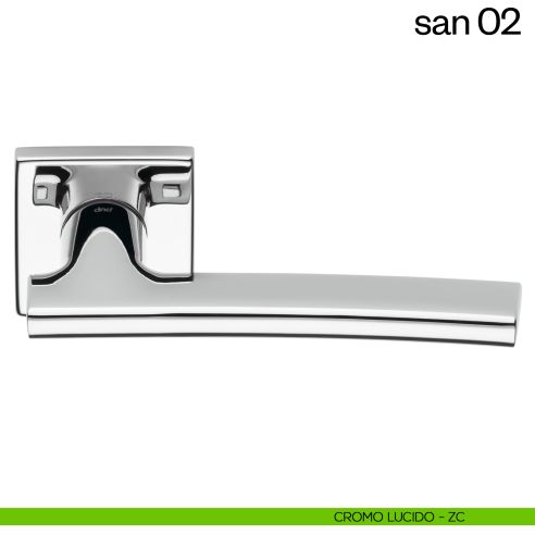 Maniglia per porta San 02 dnd handles con rosetta quadrata cromo lucido