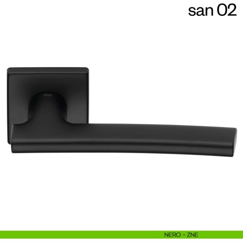 Maniglia per porta San 02 dnd handles con rosetta quadrata nero