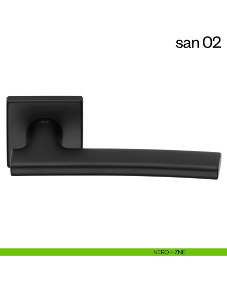 Maniglia per porta San 02 dnd handles con rosetta quadrata nero