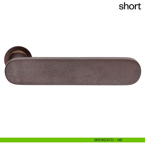 Maniglia per porta Short dnd handles con rosetta minimale Unico bronzato