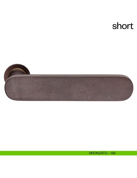 Maniglia per porta Short dnd handles con rosetta minimale Unico bronzato