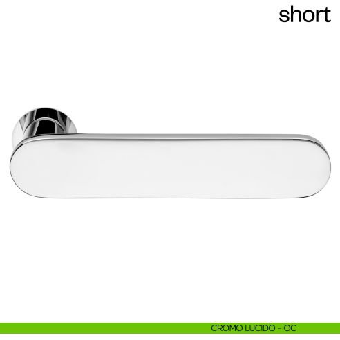 Maniglia per porta Short dnd handles con rosetta minimale Unico cromo lucido