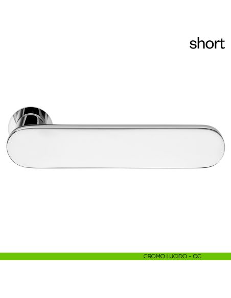 Maniglia per porta Short dnd handles con rosetta minimale Unico cromo lucido