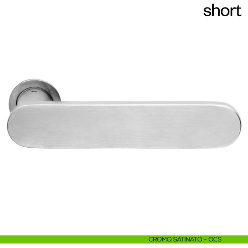 Maniglia per porta Short dnd handles con rosetta minimale Unico cromo satinato