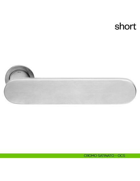 Maniglia per porta Short dnd handles con rosetta minimale Unico cromo satinato