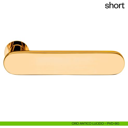 Maniglia per porta Short dnd handles con rosetta minimale Unico oro antico lucido