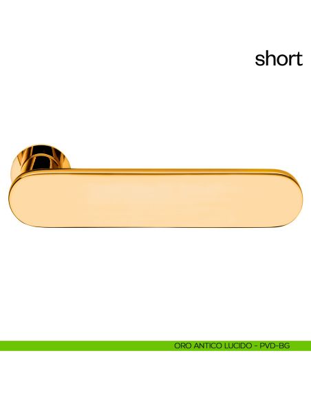 Maniglia per porta Short dnd handles con rosetta minimale Unico oro antico lucido