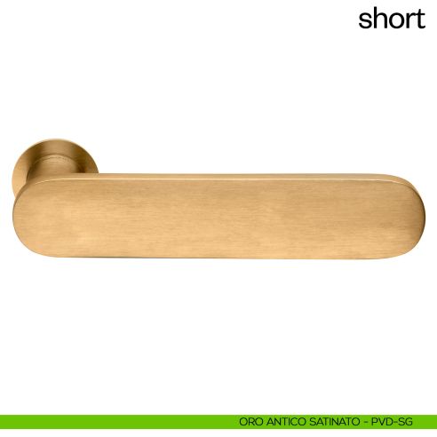 Maniglia per porta Short dnd handles con rosetta minimale Unico oro antico satinato