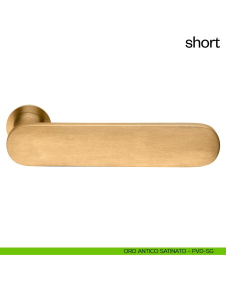 Maniglia per porta Short dnd handles con rosetta minimale Unico oro antico satinato