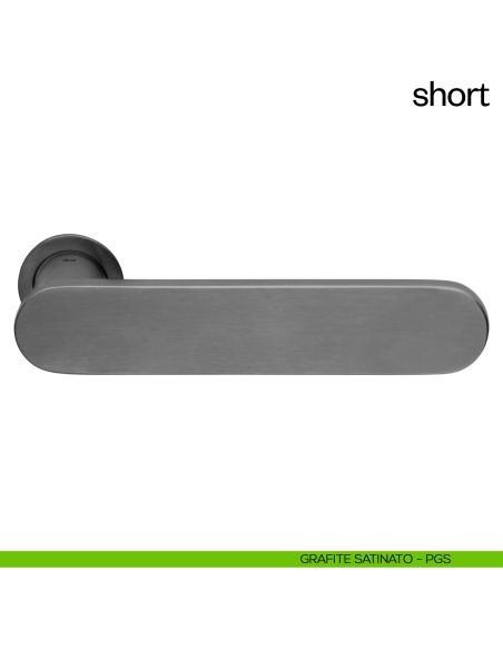 Maniglia per porta Short dnd handles con rosetta minimale Unico grafite satinato