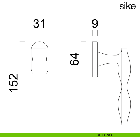 Maniglia per finestra martellina DK Sike dnd disegno