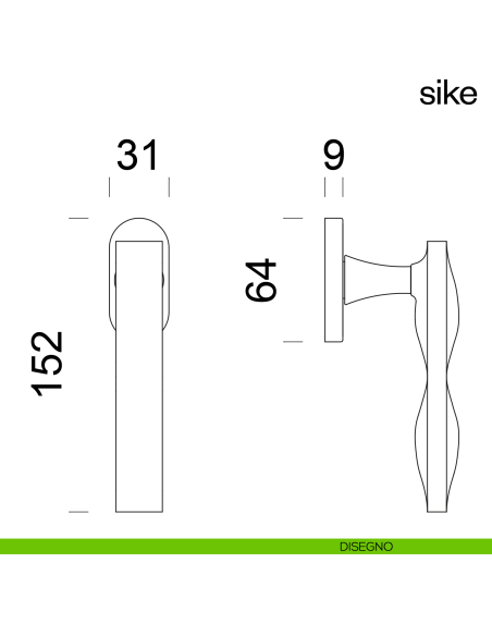 Maniglia per finestra martellina DK Sike dnd disegno