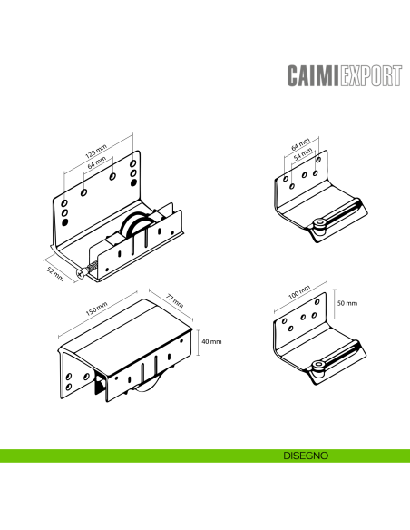 Kit anta esterna Master Universal H.33 Caimi Export Light Mini per spessore 23 mm - disegno