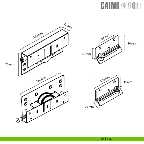 Kit anta interna Master Universal H.33 Caimi Export - disegno