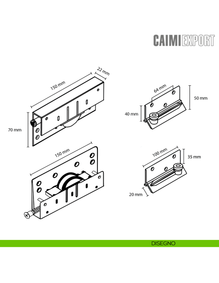 Kit anta interna Master Universal H.33 Caimi Export - disegno