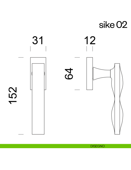 Maniglia per finestra martellina DK Sike 02 dnd disegno