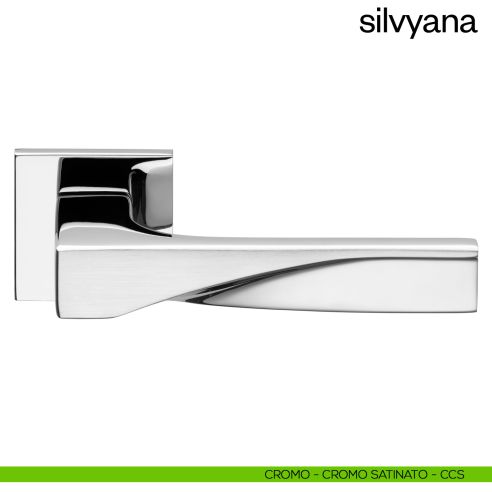 Maniglia per porta Silvyana Dnd Handles con rosetta quadrata fine cromo lucido