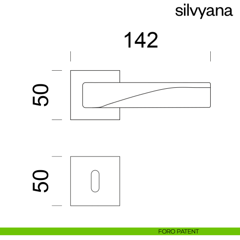 Maniglia per porta Silvyana Dnd Handles con rosetta quadrata fine foro patent