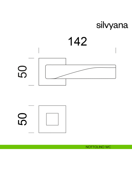 Maniglia per porta Silvyana Dnd Handles con rosetta quadrata fine nottolino wc