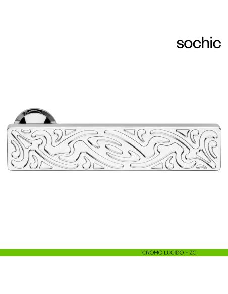 Maniglia per porta Sochic dnd Handles con rosetta minimale Unico cromo lucido