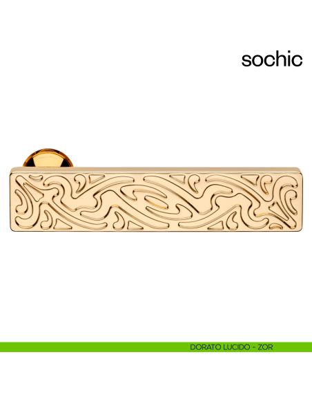 Maniglia per porta Sochic dnd Handles con rosetta minimale Unico dorato lucido
