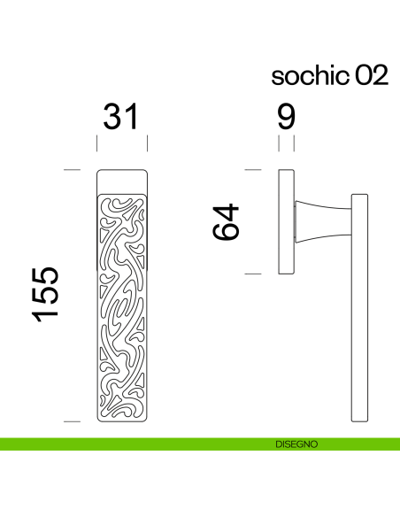 Maniglia per finestra martellina DK Sochic 02 dnd Handles disegno
