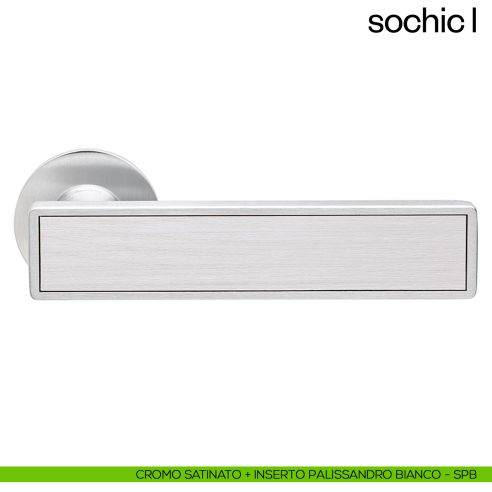 Maniglia per porta Sochic L dnd Handles cromo satinato + inserto palissandro bianco
