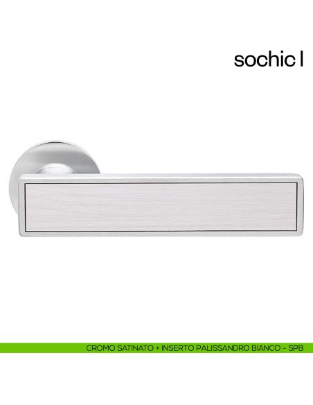 Maniglia per porta Sochic L dnd Handles cromo satinato + inserto palissandro bianco