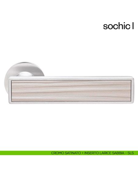 Maniglia per porta Sochic L dnd Handles cromo satinato + inserto larice sabbia