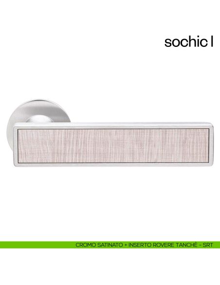 Maniglia per porta Sochic L dnd Handles cromo satinato + inserto rovere tanche