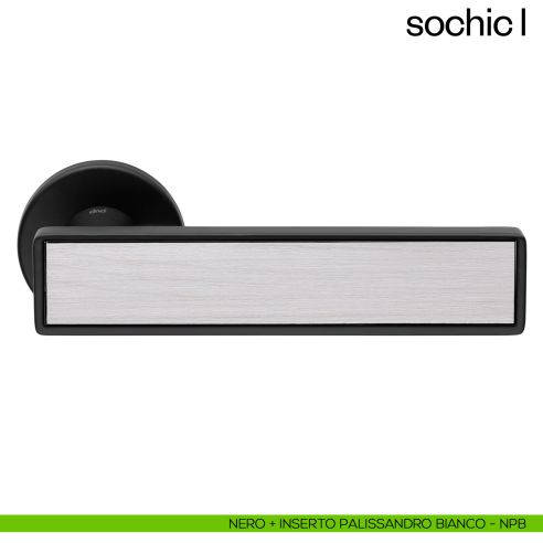Maniglia per porta Sochic L dnd Handles nero + inserto palissandro bianco