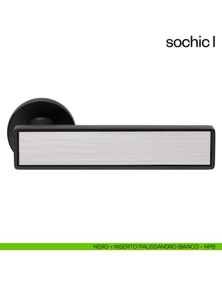 Maniglia per porta Sochic L dnd Handles nero + inserto palissandro bianco