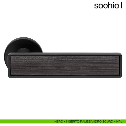 Maniglia per porta Sochic L dnd Handles nero + inserto palissandro scuro
