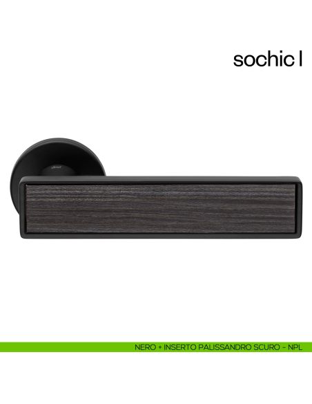 Maniglia per porta Sochic L dnd Handles nero + inserto palissandro scuro