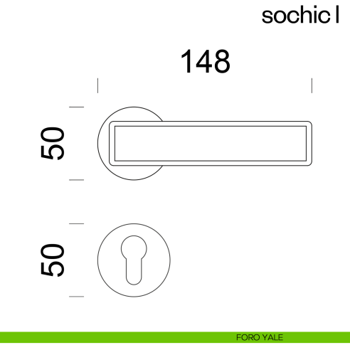 Maniglia per porta Sochic L dnd Handles con inserto in legno foro yale